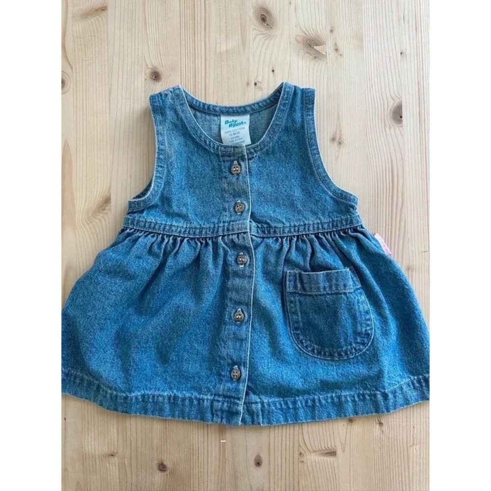 Vintage 90s denim Jean dress with buttons Cotton 12m